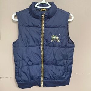 GYMBOREE DINO TRUX Kids Boys Dark Blue Puffer Vest Sleeveless Jacket Large 10-12